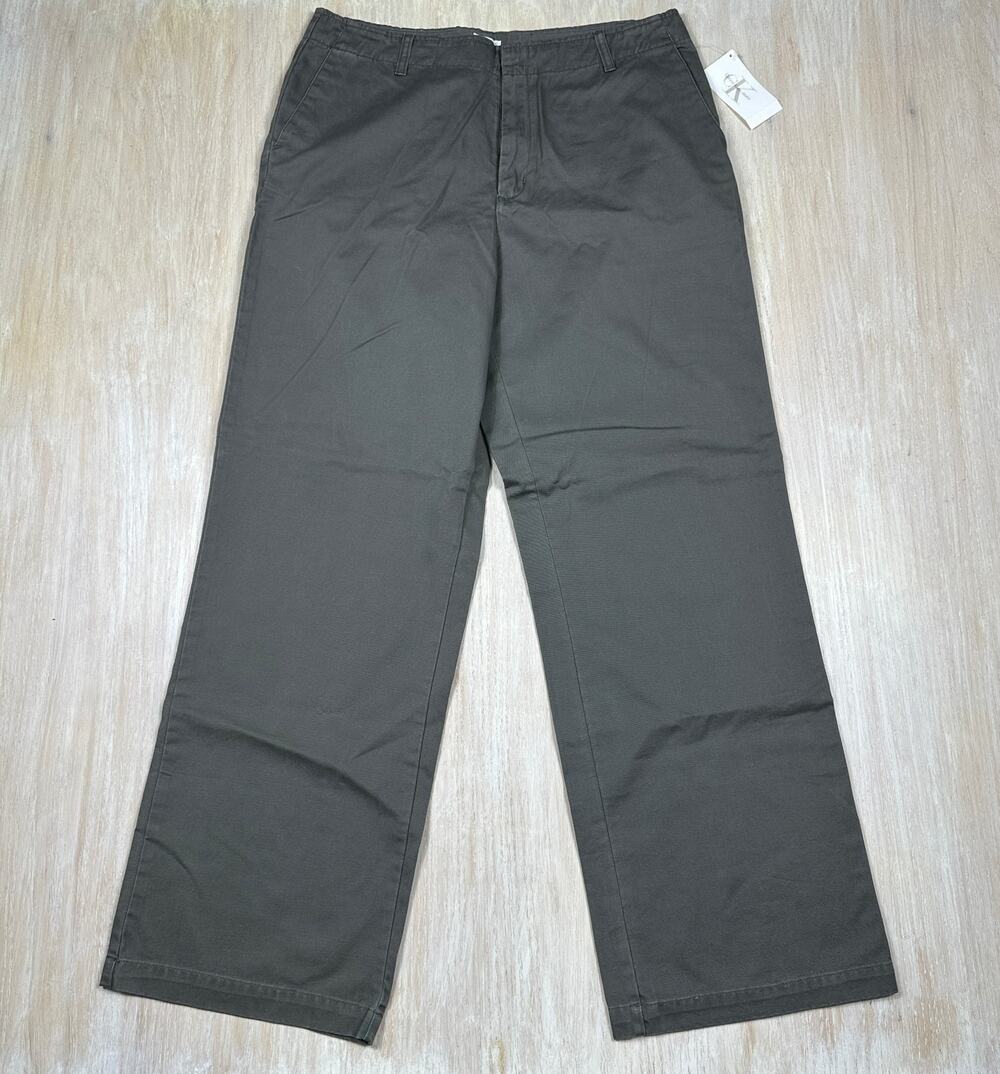 NWT Calvin Klein Weekend Khaki Flat Front Relaxed Leg Solid Beige Y2K Pants 16